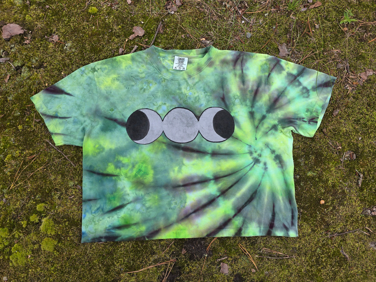 XL Women's Halloween Ice Dyes with Handpainted designs- cropped/boxy tees