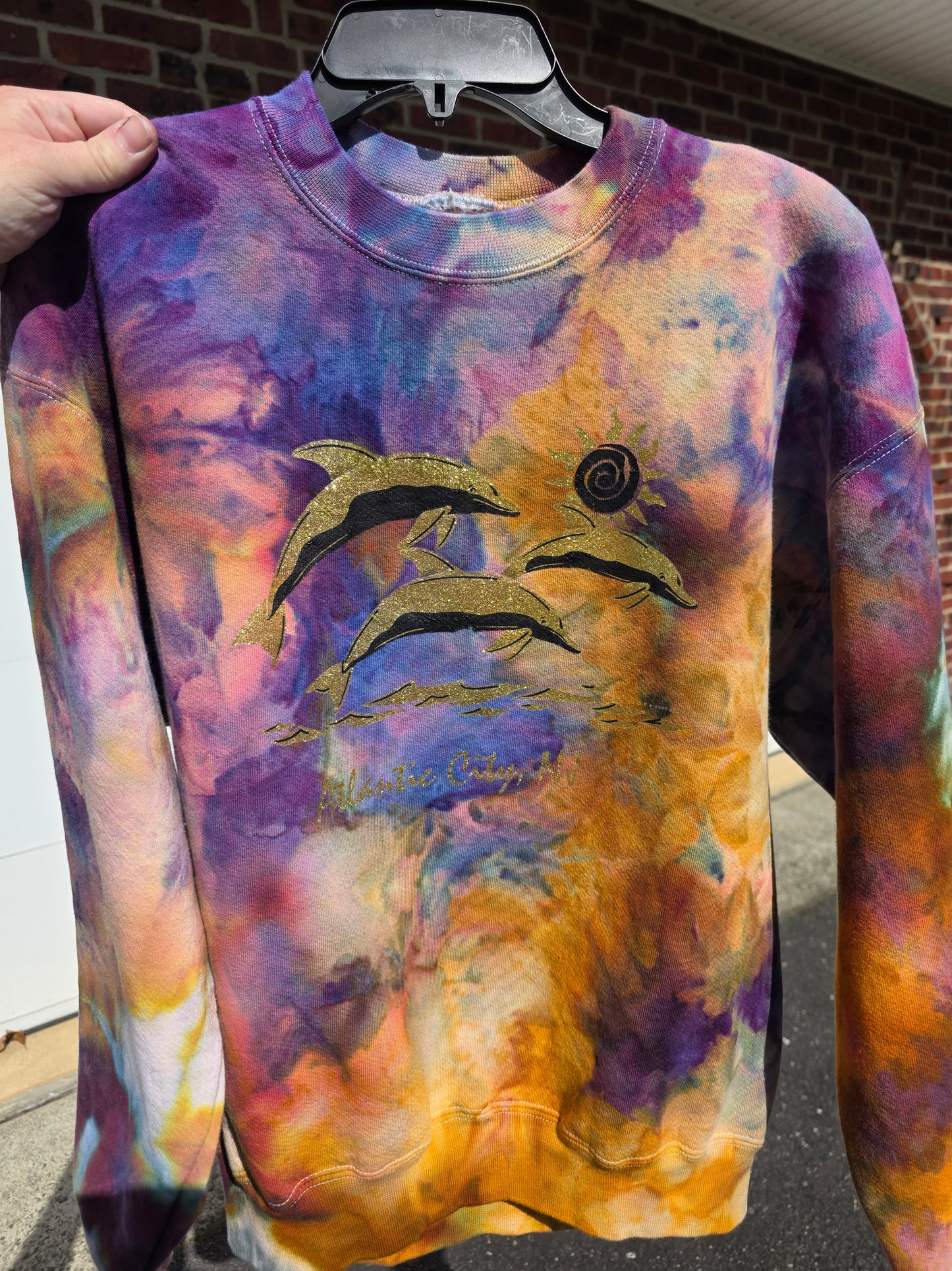 Snakebootz Atlantic City/Bobby tribute Art Upcycled Sweatshirt (Medium)