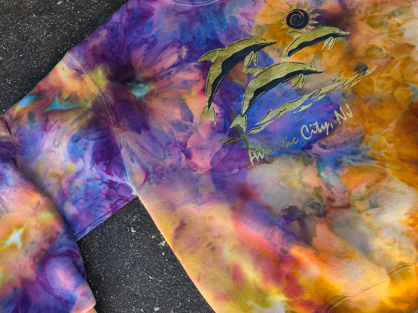 Snakebootz Atlantic City/Bobby tribute Art Upcycled Sweatshirt (Medium)