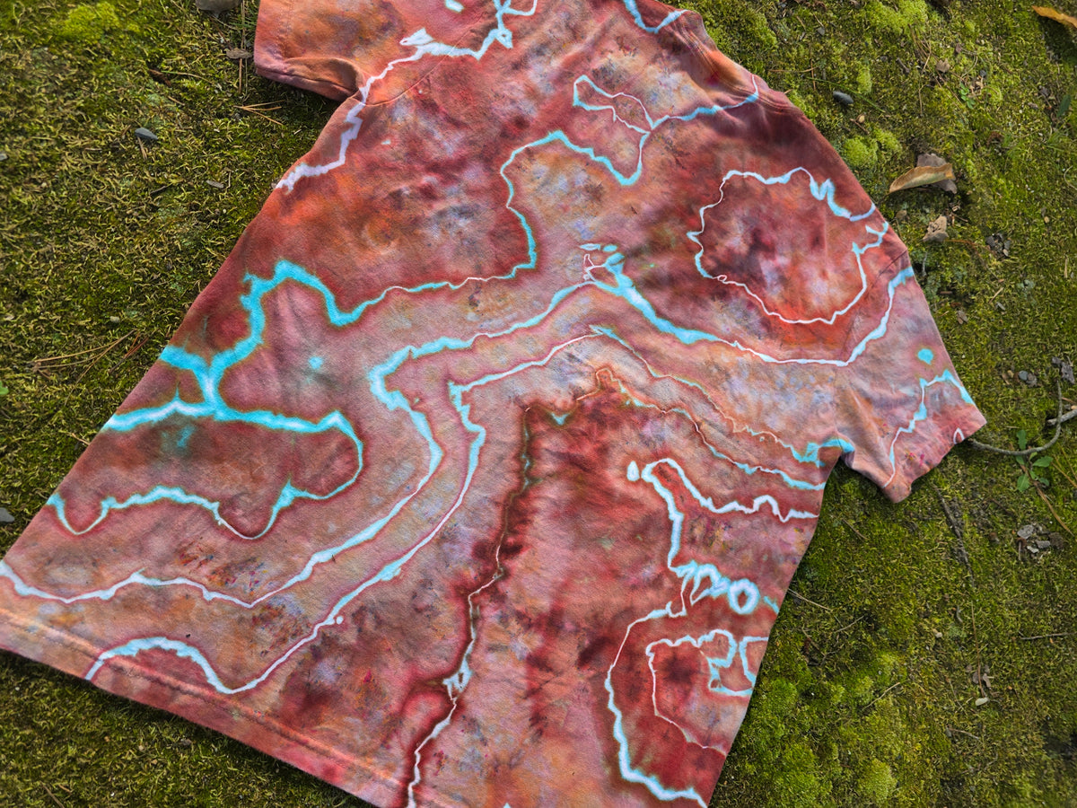 Medium Grateful Dead Mirrored Font ice dyed tshirt