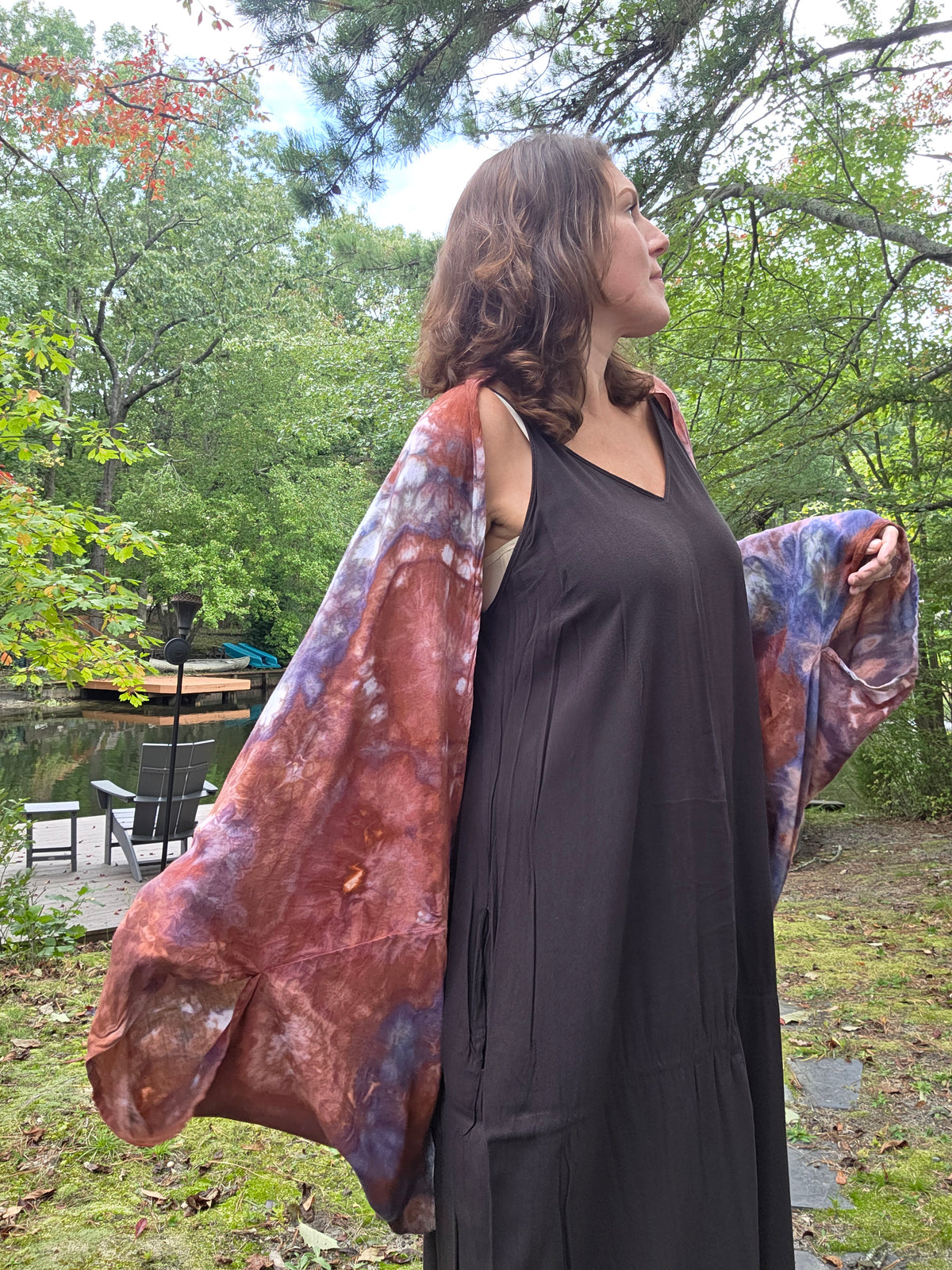 Autumn Days Geode Shawl in Rust/Blue (one size)