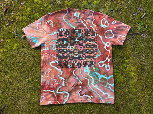 Medium Grateful Dead Mirrored Font ice dyed tshirt