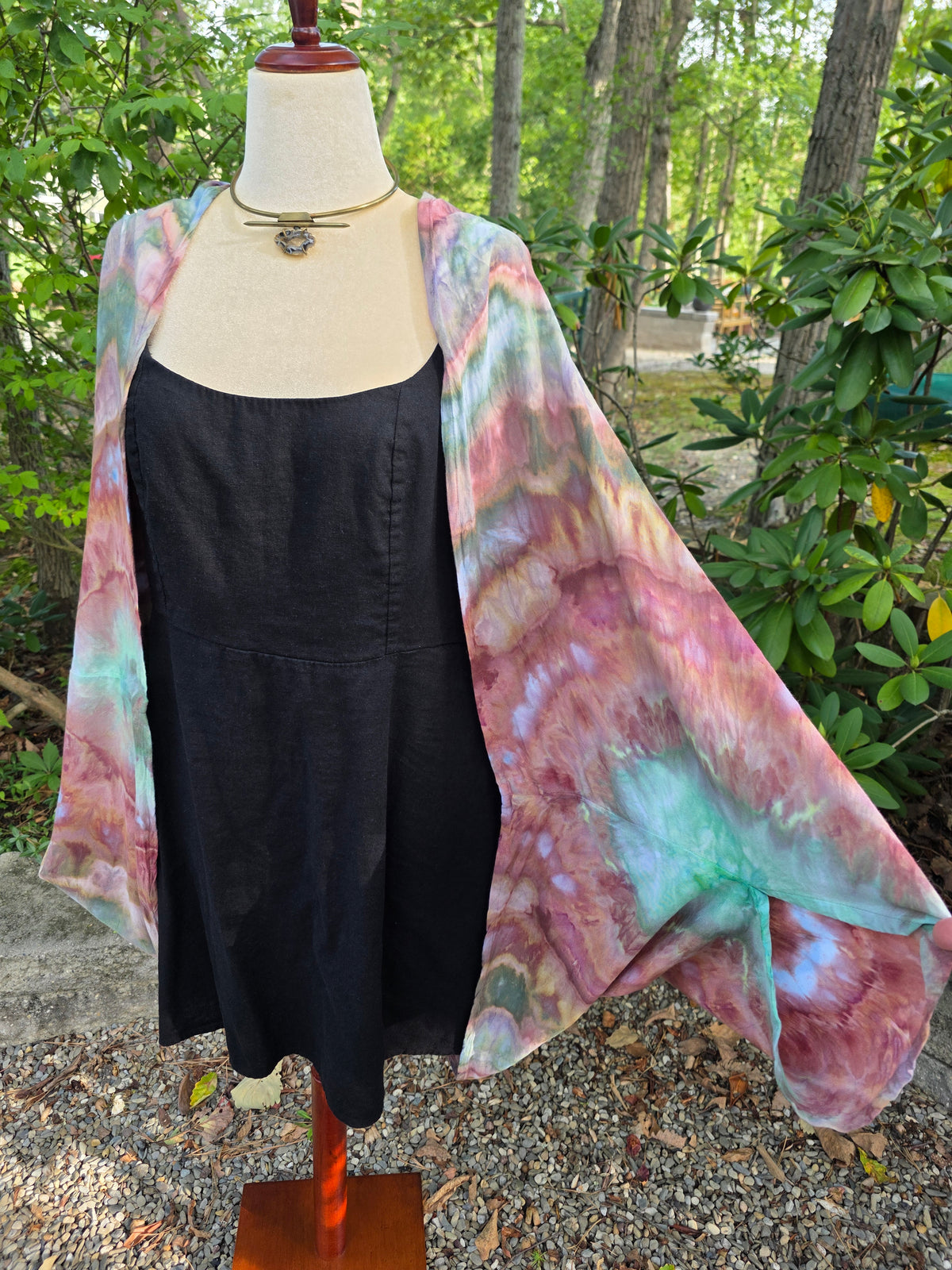 Butterfly Wing shawl - Green/Pink