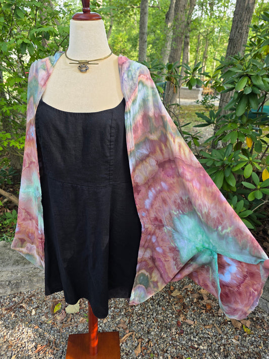 Butterfly Wing shawl - Green/Pink