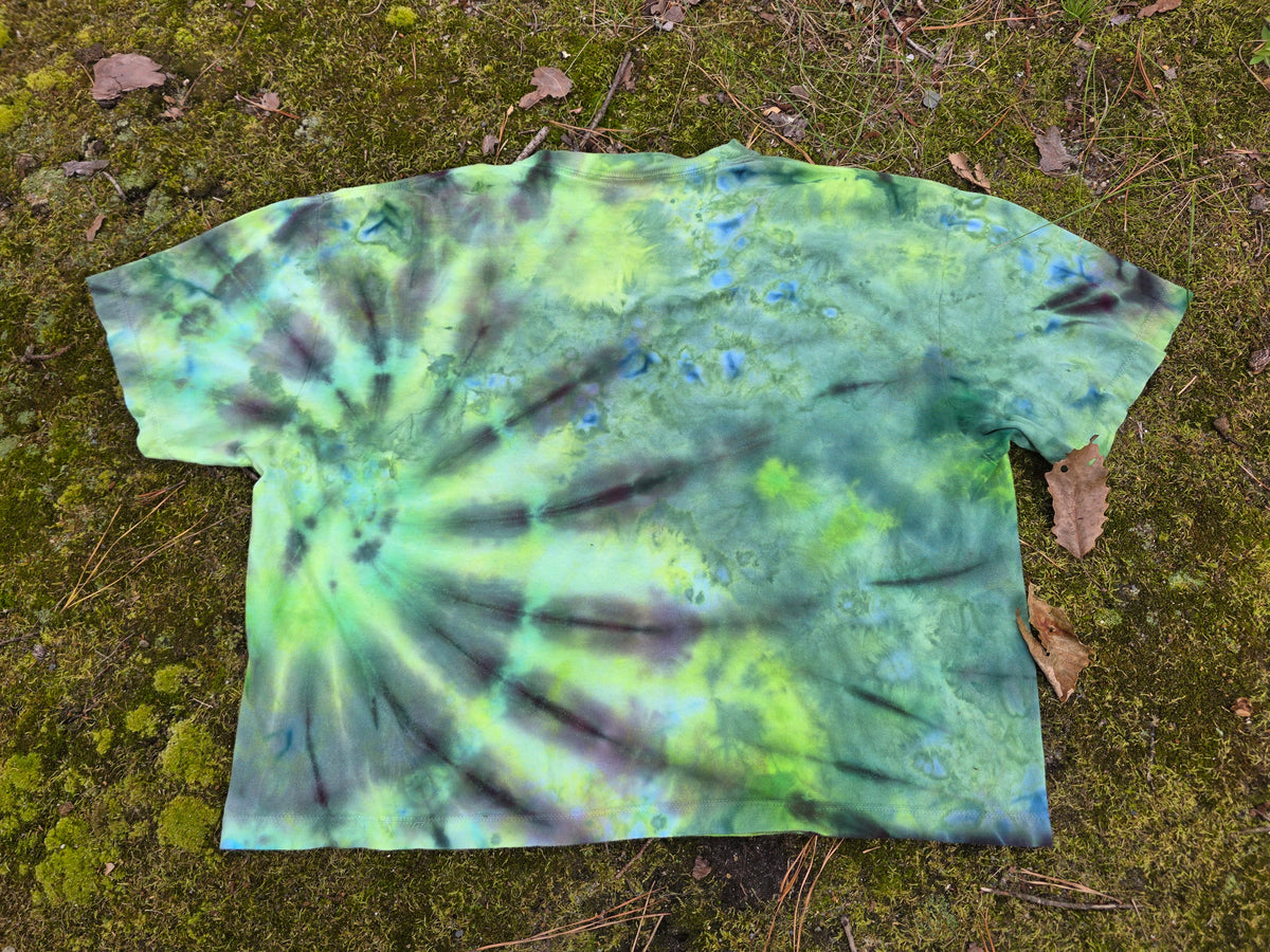 XL Women's Halloween Ice Dyes with Handpainted designs- cropped/boxy tees