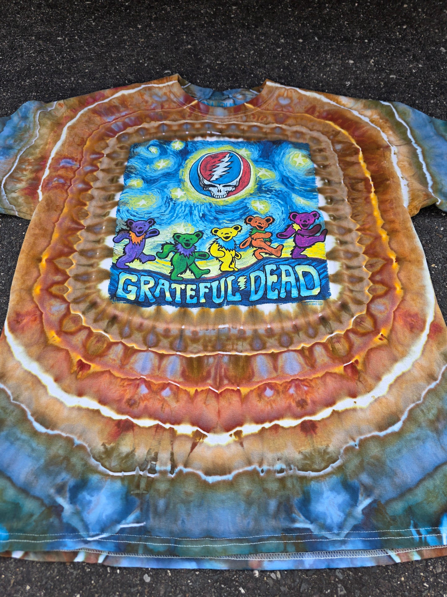 Snakebootz Grateful Dead Stealie Moon tee, XL