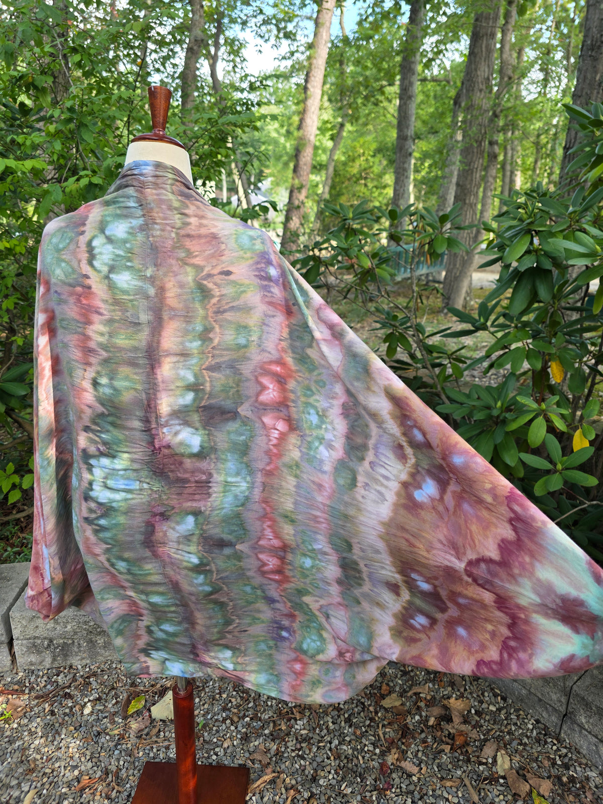 Butterfly Wing shawl - Green/Pink