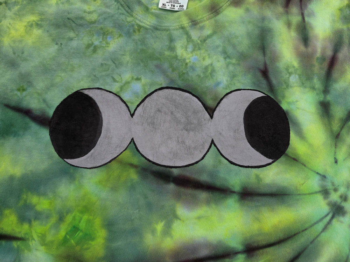 XL Women's Halloween Ice Dyes with Handpainted designs- cropped/boxy tees