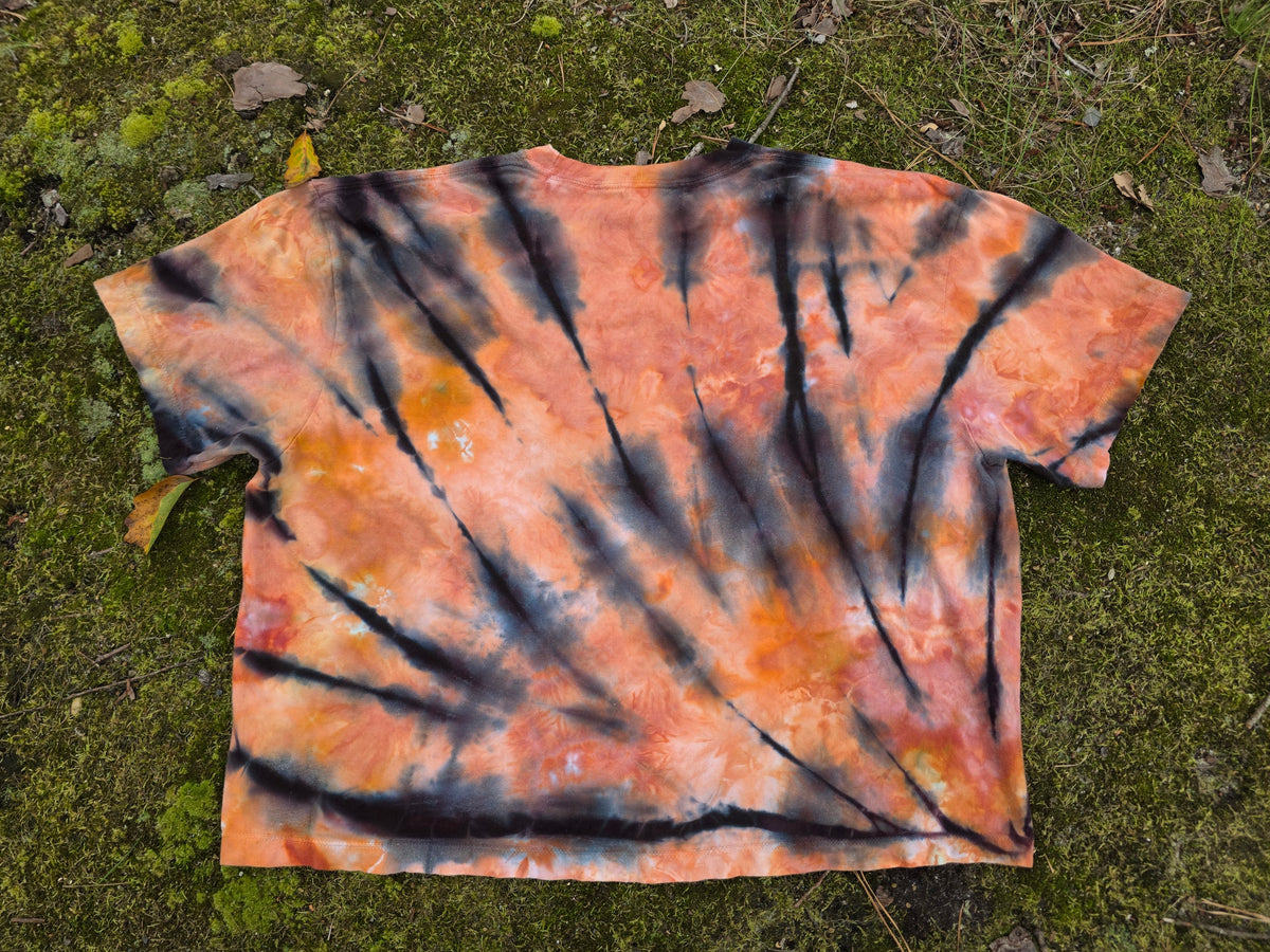 XL Women's Halloween Ice Dyes with Handpainted designs- cropped/boxy tees
