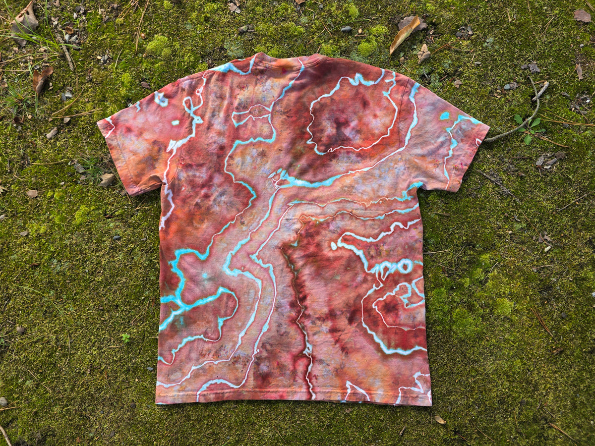 Medium Grateful Dead Mirrored Font ice dyed tshirt