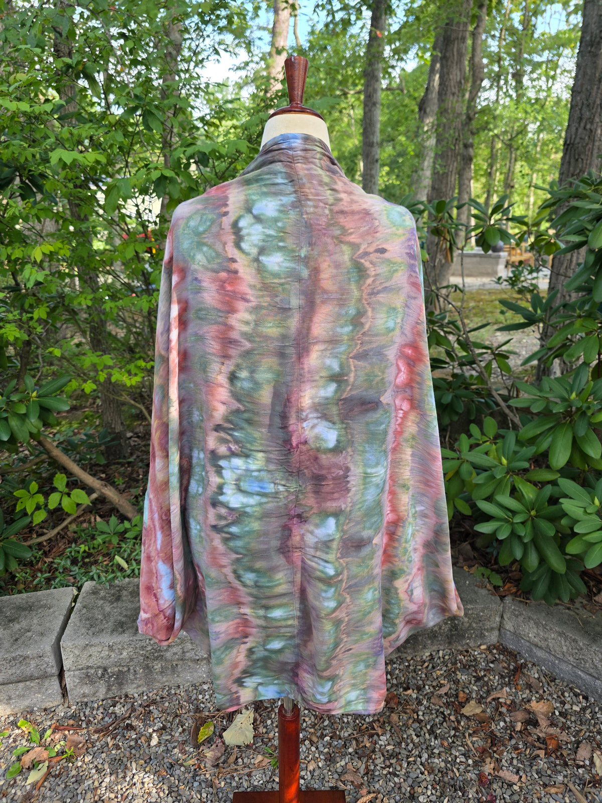 Butterfly Wing shawl - Green/Pink
