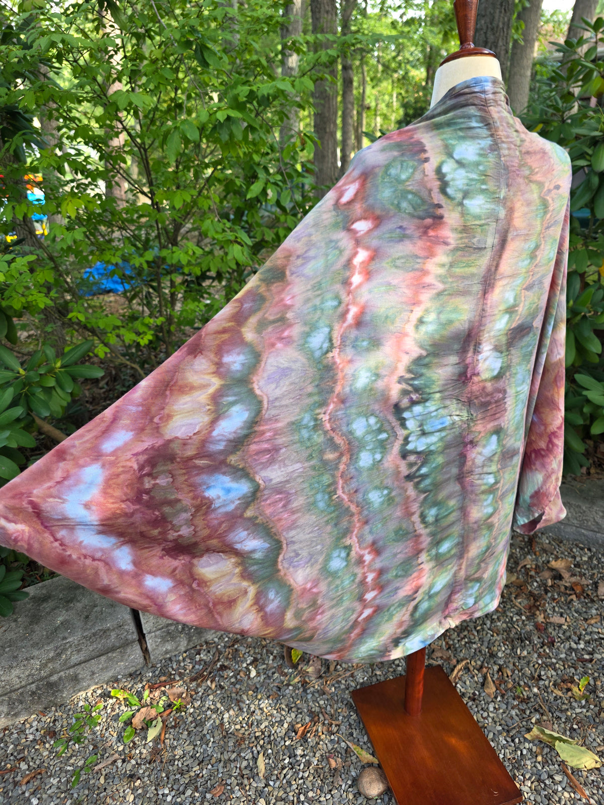 Butterfly Wing shawl - Green/Pink