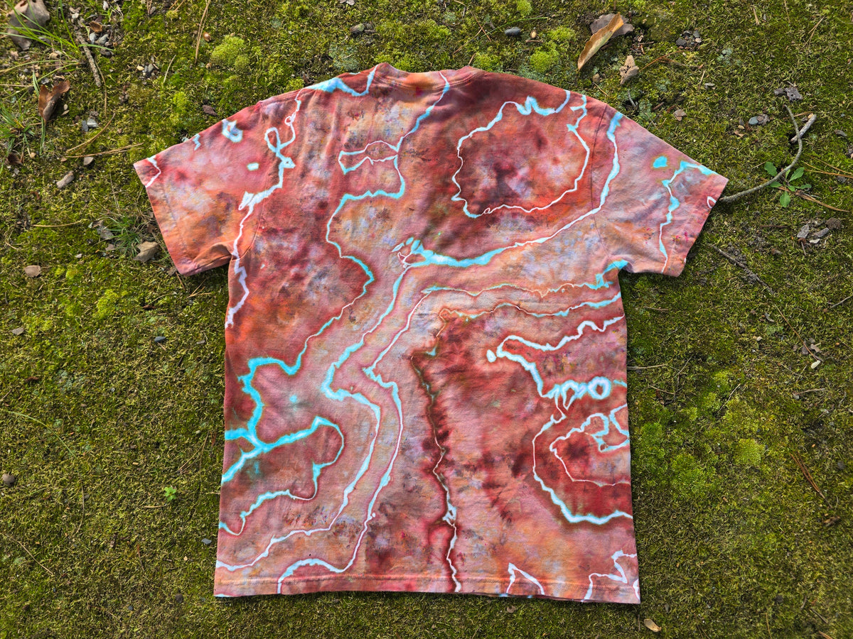 Medium Grateful Dead Mirrored Font ice dyed tshirt