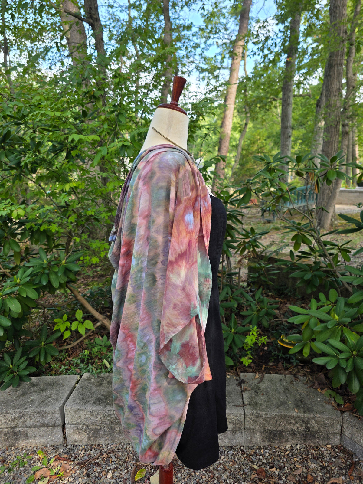Butterfly Wing shawl - Green/Pink