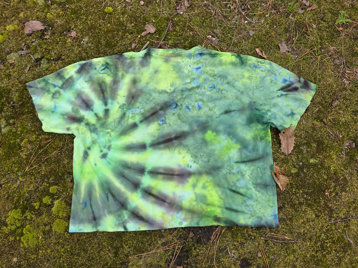 XL Women's Halloween Ice Dyes with Handpainted designs- cropped/boxy tees