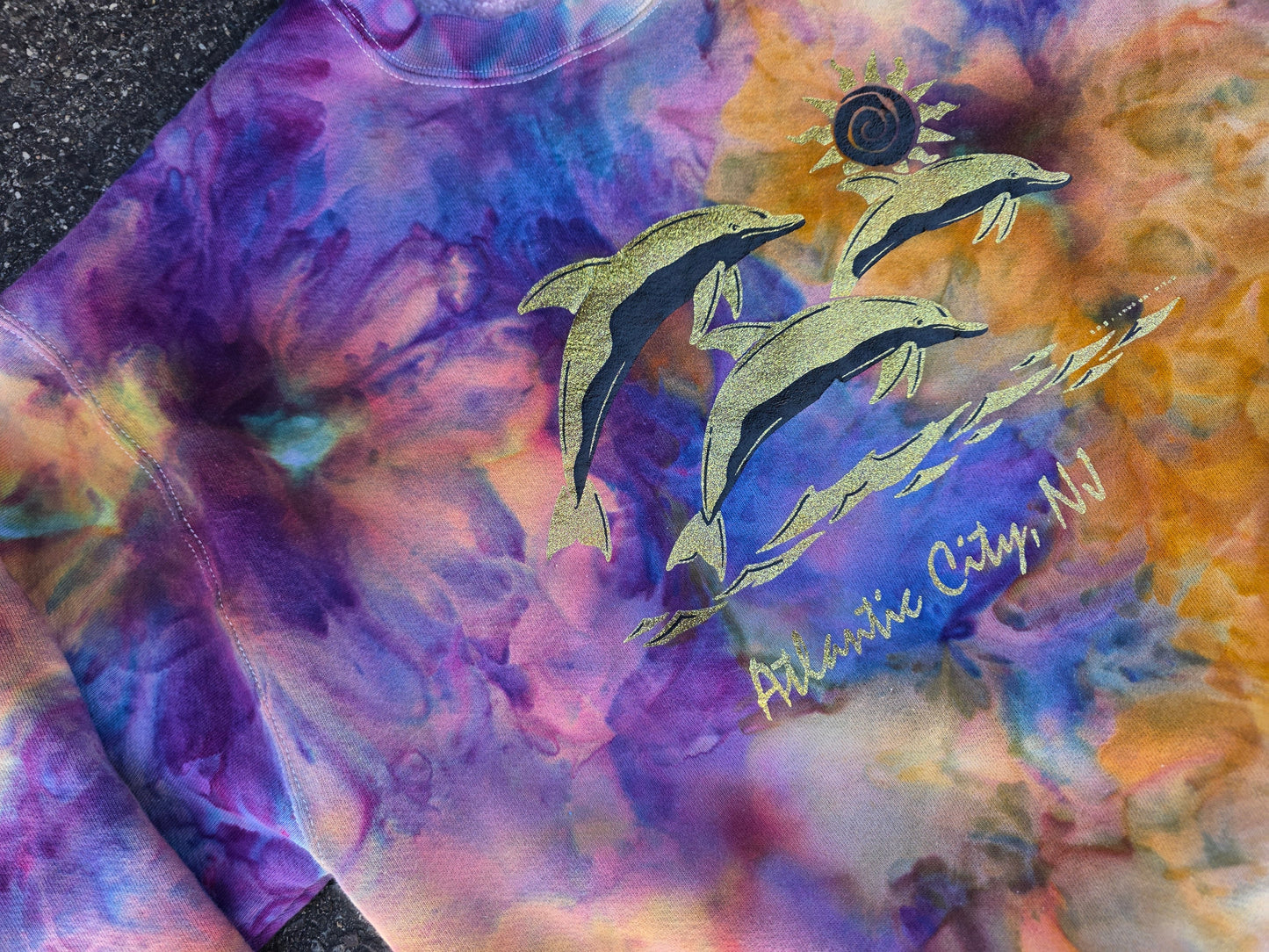 Snakebootz Atlantic City/Bobby tribute Art Upcycled Sweatshirt (Medium)