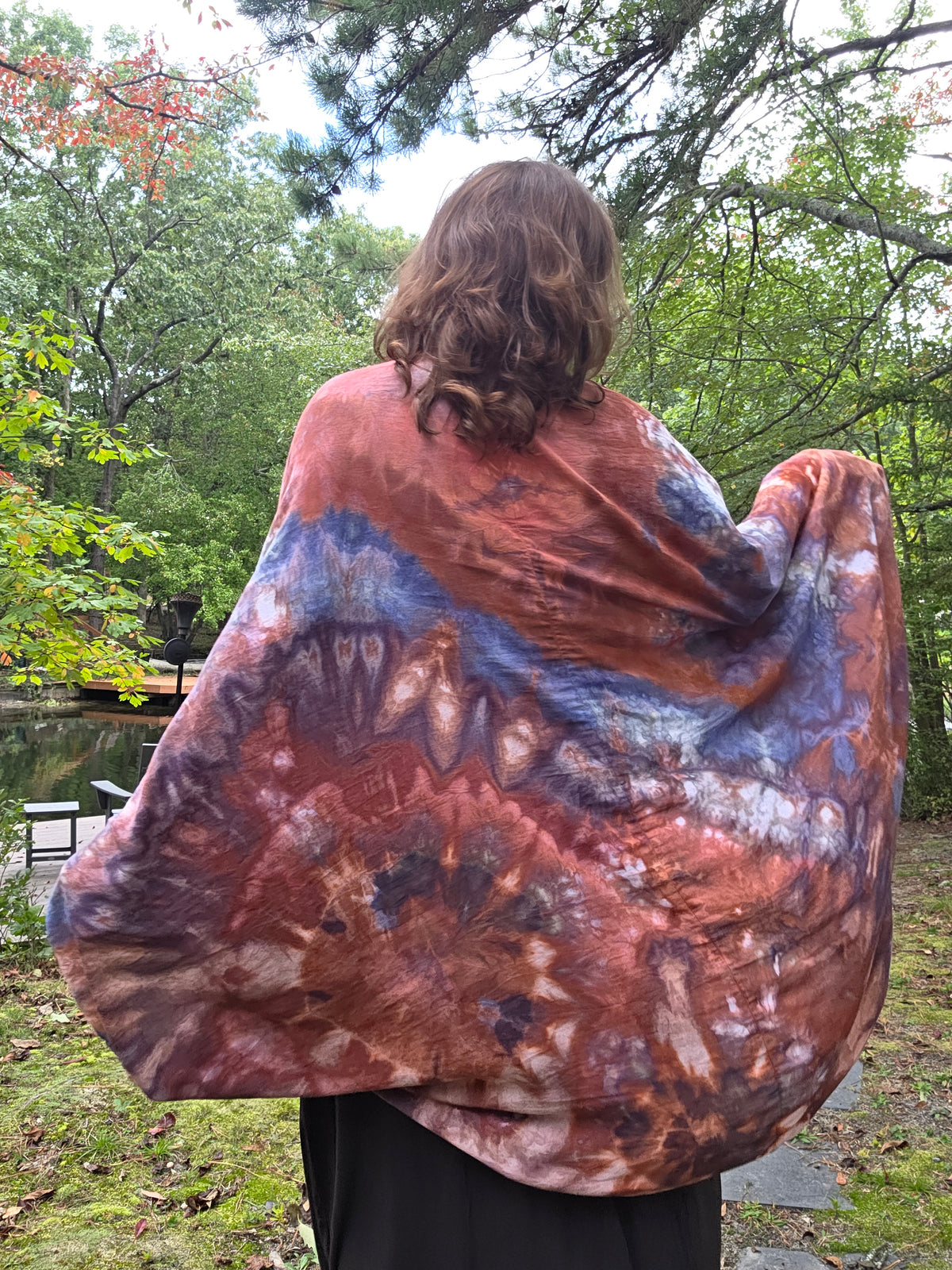 Autumn Days Geode Shawl in Rust/Blue (one size)