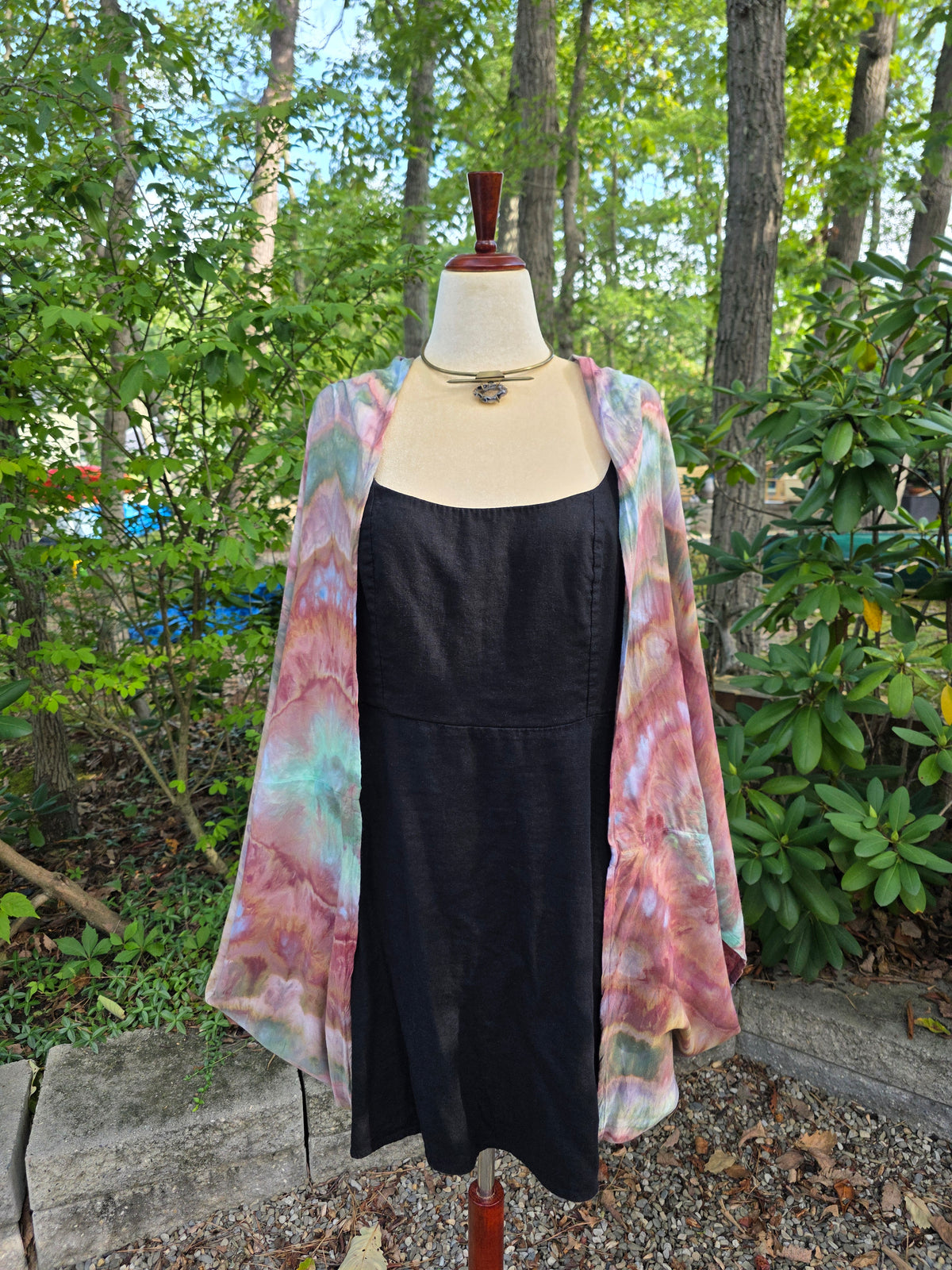 Butterfly Wing shawl - Green/Pink