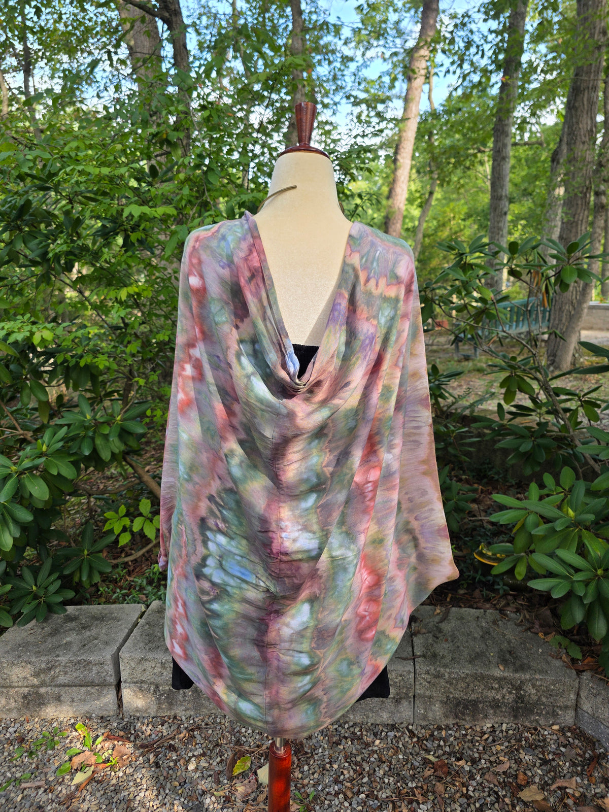 Butterfly Wing shawl - Green/Pink