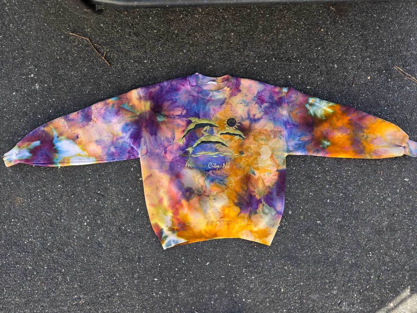 Snakebootz Atlantic City/Bobby tribute Art Upcycled Sweatshirt (Medium)