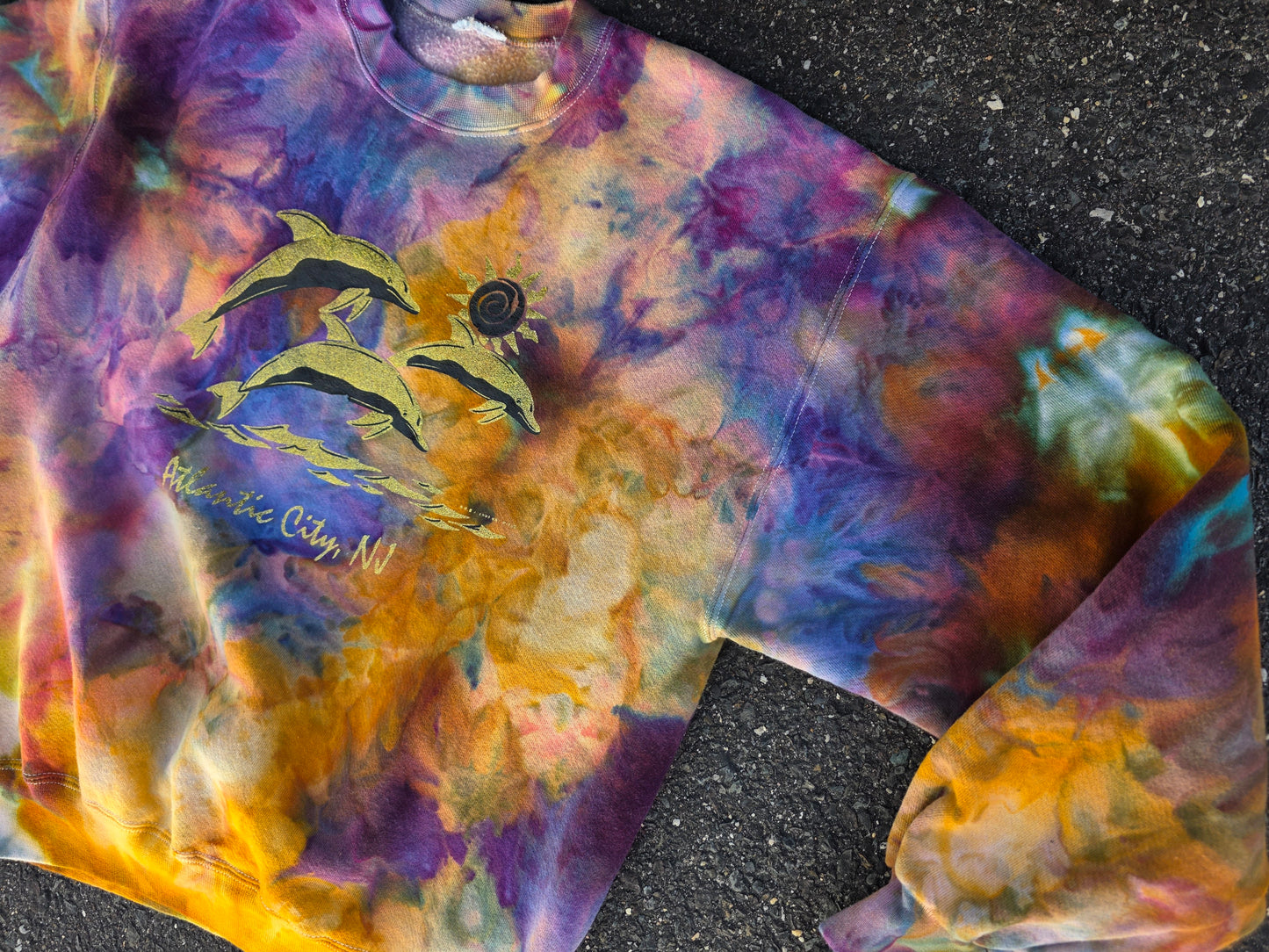 Snakebootz Atlantic City/Bobby tribute Art Upcycled Sweatshirt (Medium)