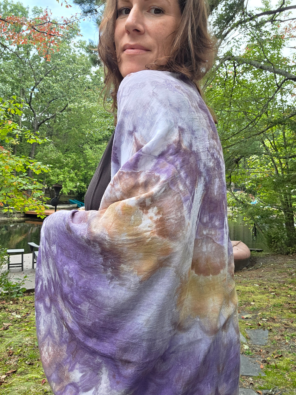 Autumn Days Geode Shawl in purple/biege (one size)
